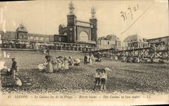 CPA Dieppe Le Casino vu de la Plage Maree basse