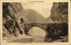 VINTAGE POSTCARD Road of the Alps the Bridge of Gueydan Valley of the VAr