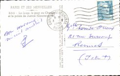 MODERN CARD Paris the Seine with the bridge with the exchange and law courts Caretaker's lodge