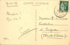 Fuente de Ruán de la POSTAL de la VENDIMIA del reloj grande