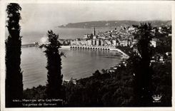 VINTAGE POSTCARD Menton and the Cape Martin Seen from of Garavan