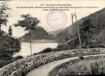 VINTAGE POSTCARD Barrage of Rochetaillee In the Way Foreground Leading to the Second Stopping says the No Riot