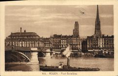 VINTAGE POSTCARD Rouen Bridge Boieldieu Boat