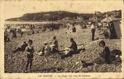 POSTAL Le Havre de la VENDIMIA que la playa vista hacia Saint trata