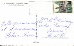 VINTAGE POSTCARD Biarritz Main beach Towards the Bellevue Casino