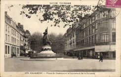 VINTAGE POSTCARD Chambéry Places Centenary and boulevard of the Column