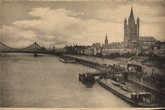 CPA Koln Rh Rheinpartie Mit St St Martin Bateau Peniche