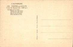 VINTAGE POSTCARD Auvergne Pierre On High Cross of the top