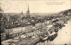 VINTAGE POSTCARD Rouen Quays Seen from of the Transporter Boats