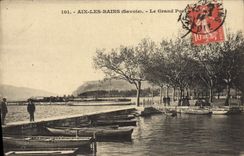 VINTAGE POSTCARD Aix Les Bains the Large Port Boats