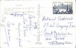 CPM Paris Vue Sur Notre Dame et le Pont de l'archeveche