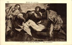 VINTAGE POSTCARD Museum Of Louvre Paris Titien the setting with the tomb