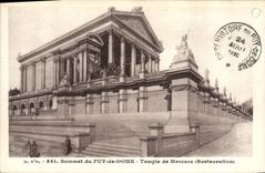 VINTAGE POSTCARD Summit of Puy de Dome Temple of Restauratuion Mercury