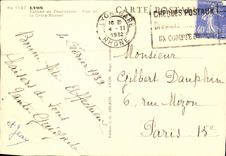 Colina de Lyon de la POSTAL de la VENDIMIA de Fourvieres vista de la cruz Russet-red