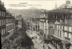 VINTAGE POSTCARD Auvergne Clermont Ferrand the Theater Street Blatin and at the bottom Pyu de Dome