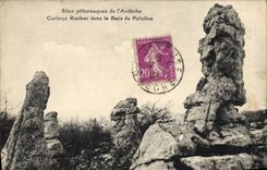 VINTAGE POSTCARD Picturesque Sites of Ardeche Curious Rock in Wood about Paiolive