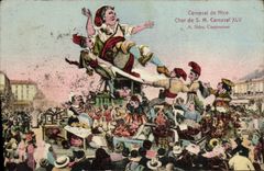 VINTAGE POSTCARD Carnival of Nice Tank of Carnival XLV Giant Folklore