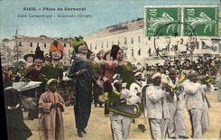 VINTAGE POSTCARD Nice Fetes of carnavalesque Carnival Corso Mascarades Groups Trumpet Coppers Tuba Horn
