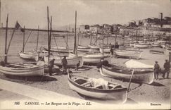 VINTAGE POSTCARD Cannes Boats on the Beach Boats