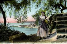 CPA Menton Entre Les Oliviers Etude Artistique Mentonaise Folklore 