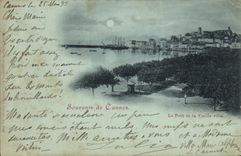 VINTAGE POSTCARD To remember of Cannes the port and the old city chart 1899