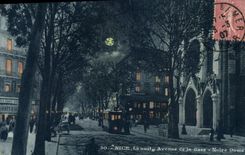POSTAL de la VENDIMIA Niza la noche que ocurrió de la tranvía de Notre Dame de la estación
