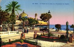 POSTAL de la VENDIMIA Niza el casino del embarcadero y de la caminata del inglés