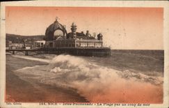 CPA Nice Jetee Promenade La Plage par un coup de mer