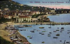 VINTAGE POSTCARD Cannes Seen on the Casino and the Esplanade Boats