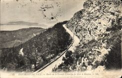 VINTAGE POSTCARD Environs of Nice Route of the Large Cornice of Nice has Menton