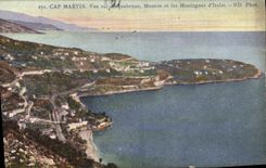 CPA Cap Martin Vue Sur Requebrune Menton et les Montagnes d'Italie