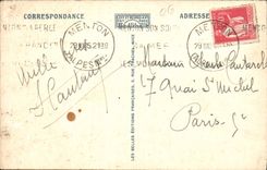 POSTAL de la VENDIMIA Menton vista a través de los Aceituna-árboles