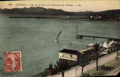VINTAGE POSTCARD Cannes Seen on the Port and the Mountains of Esterel Sea bathings of fresh water