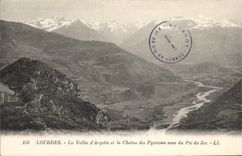 VINTAGE POSTCARD Heavy the Valley of argeles and the Chain of the Pyrenees seen of the Peak of Jer