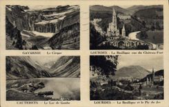 VINTAGE POSTCARD Heavy the Basilica and the Peak of Jer Gavarnie Circus Cauterets Lake Gaube