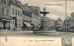 VINTAGE POSTCARD Lourdes Places and Fountain of Marcadal