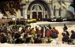 VINTAGE POSTCARD Heavy Blessing of the Patients In front of the Rosary