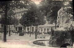CPA Tarbes La fontaine L'inondation sur la place Verdun Mathet Grand Hotel moderne
