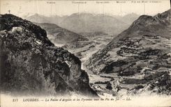 VINTAGE POSTCARD Heavy the Valley of Argeles and the Pyrenees Seen Peak of Jer
