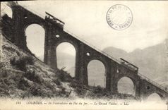 VINTAGE POSTCARD Heavy Funiclaire of the Peak of Jer the large viaduct