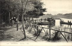 VINTAGE POSTCARD Heavy the Lake Boat Bicycle