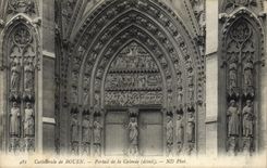 VINTAGE POSTCARD Rouen Cathedral Gate of the Calend detail