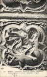CPA Rouen Cathedrale Portail des Libraires Medaillons Homme tombant a la renverse representant l'orgueil
