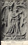 VINTAGE POSTCARD Rouen Cathedral Gate of the Booksellers Medallions an angel wrapping of its cover a naked young man