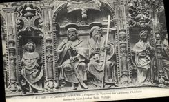 VINTAGE POSTCARD Rouen Cathedral Fragment of the tomb of the cardinals of Amboise Statues of Saint Jacob and Holy Philippe