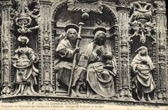 VINTAGE POSTCARD Rouen Cathedral Fragment of the tomb of the cardinals of Amboise Statues of St Jacob and St Jean