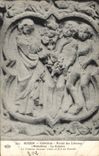 CPA Rouen La Cathedrale Portail des Libraires Medaillons La creation Le createur chassant Adam et Eve du paradis