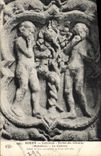 CPA Rouen La Cathedrale Portail des Libraires Medaillons La creation Adam et Eve mangeant le fruit defendu