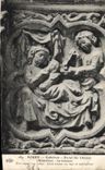 CPA Rouen La Cathedrale Portail des Libraires Medaillons La creation Eve tenant son enfant Adam tenant un vase