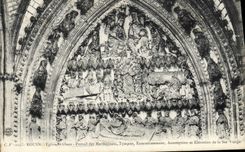 CPA Rouen L'Eglise Saint Ouen Portail des Marmousets Tympan Ensevelissement Assomption et Elevation de la Ste Vierge 